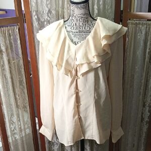 Notations Ivory Ruffle Front Blouse